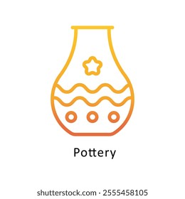 Pottery Vector Gradient Outline Icon. Eps file 10