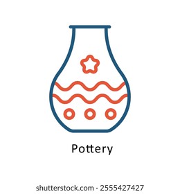 Pottery Vector Two Colors Outline Icon. Eps file 10