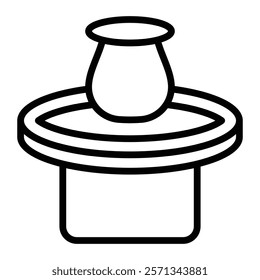 Pottery Wheel Vector Line Icon Design