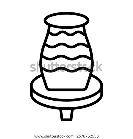 Pottery Wheel Vector Line Icon Design