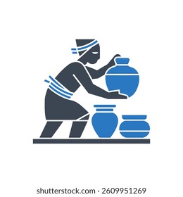 Pottery Work Icon On White Background