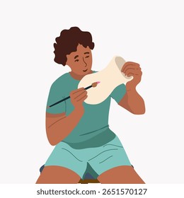 Pottery workshop flyer concept, card, invitation, pottery party. Hand drawn flat vector illustration. 