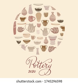 Pottery workshop - handdrawn vector illustration for poster, card, banner, invitation. 