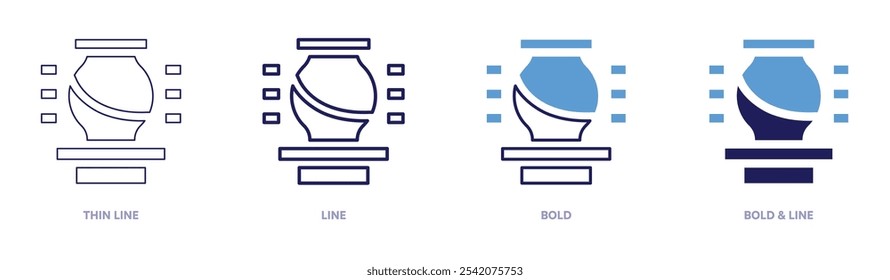 Pottery workshop icon in 4 different styles. Thin Line, Line, Bold, and Bold Line. Duotone style. Editable stroke.