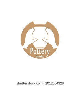 Pottery workshop studio logo vector template