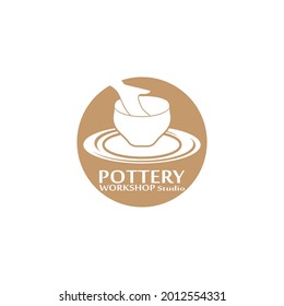 Pottery workshop studio logo vector template