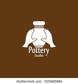 Pottery workshop studio logo vector template