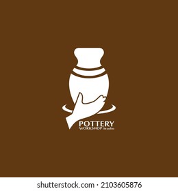 Pottery workshop studio logo vector template