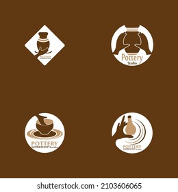 Pottery workshop studio logo vector template