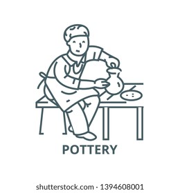 Pottery,potter,ceramist vector line icon, linear concept, outline sign, symbol