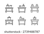 potting bench icon line art vector outline isolated illustration