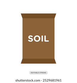 Potting soil bag icon, gardening symbol on white background - vector illustration