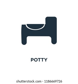 Potty Icon. Black Filled Vector Illustration. Potty Symbol On White Background. Can Be Used In Web And Mobile.