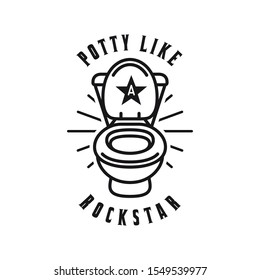 Potty like a rockstar funny bathroom kids poster. Vector illustration.