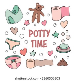 Potty training big set. Vector, children's illustration, hand drawing.