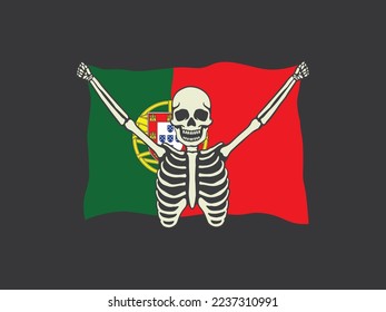 potugal skull football fans flag