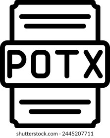 Potx icons file type. spreadsheet files document icon with outline design. vector illustration