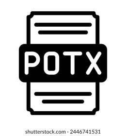Potx spreadsheet file icon with black fill design. vector illustration.