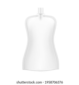 Pouch bag curve mockup isolated on white background. Vector illustration. Front view. Can be use for template your design, presentation, promo, ad. EPS10.	