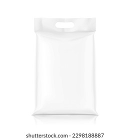 Pouch bag with handle isolated on white background. Vector illustration. Front view. Can be use for template your design, presentation, promo, ad. EPS10.