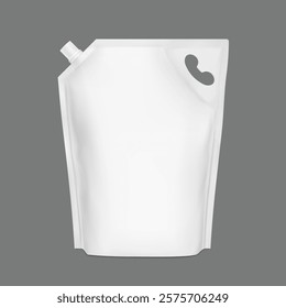 Pouch bag with hole handle mockup. Vector illustration isolated on grey background. Front view. Perfect to make final pack shot your product. EPS10.