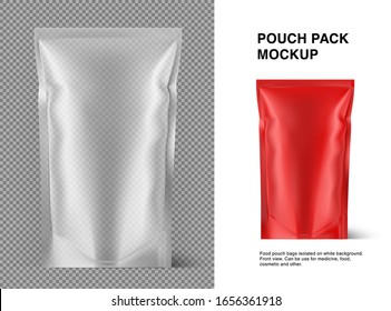 Pouch bag mockup isolated on white background. Vector illustration. Front view. Can be use for template your design, presentation, promo, ad. EPS10.	