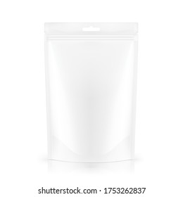 Pouch bag mockup isolated on white background. Vector illustration isolated on white background. Front view. Can be use for template your design, presentation, promo, ad. EPS10.