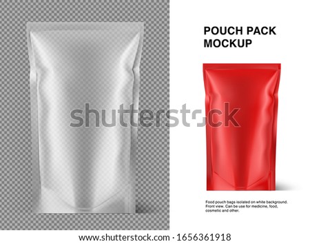 Pouch bag mockup isolated on white background. Vector illustration. Front view. Can be use for template your design, presentation, promo, ad. EPS10.	