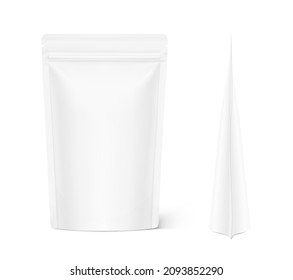 Pouch bag mockup on white background. Vector illustration. Front and rear view. Can be use for template your design, presentation, promo, ad. EPS10.	