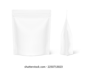 Pouch bag mockup on white background. Vector illustration. Front and side view. Can be use for template your design, presentation, promo, ad. EPS10.	