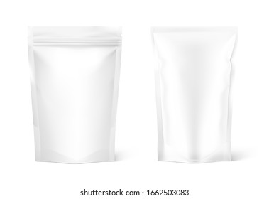 Pouch bag mockups isolated on white background. Vector illustration. Front view. Can be use for template your design, presentation, promo, ad. EPS10.	