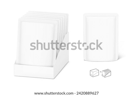 Pouch bag multipack mockup. Different view. Vector illustration isolated on white background. Screen mode overlay, it's easy to make a realistic mockup of your product. EPS10.