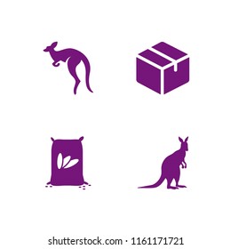 pouch icon. 4 pouch set with sack, package and kangaroo vector icons for web and mobile app