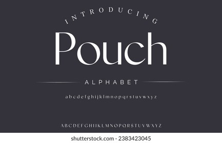 Pouch luxury alphabet font. Typography urban style fonts for fashion, retail, feminine, beauty care, jewellery logo design