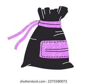 Pouch of modern witch. Cartoon vector illustration in gothic style. Isolated on white background