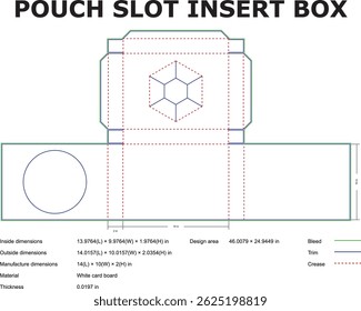 Slot De Bolsa Caixa De Inserção De Cartão Layout De Projeto De Embalagem Com Dimensões Para Fabricação