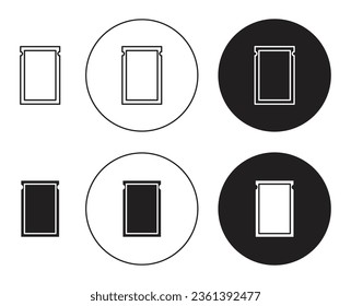 pouch vector icon set. ziplock plastic bag symbol. zip foil packaging icon set in black color.
