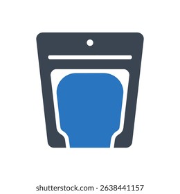 A pouch with a zipper and blue content inside icon.