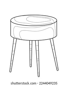 Pouf. Black and white vector illustration.