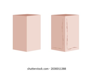 Un puf en forma de cubo. Estilo isométrico. Ilustración vectorial aislada. Ilustración de moda. Decoración casera contemporánea. Interior de la sala de estar, estudio de fotos. Modelo. Fondo blanco.
