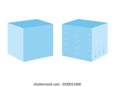 Un puf en forma de cubo. Estilo isométrico. Ilustración vectorial aislada. Ilustración de moda. Decoración casera contemporánea. Interior de la sala de estar, estudio de fotos. Modelo. Fondo blanco.
