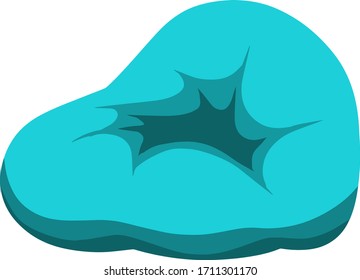 Pouf. Soft chair. Blue bag for the seat. An element of modern interior and furniture. Cartoon flat illustration