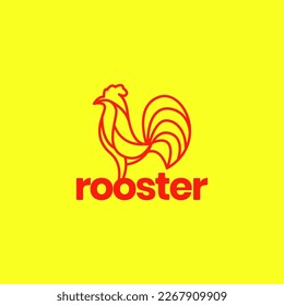 poultry animal chicken rooster meat crowing lines art modern logo design vector icon illustration