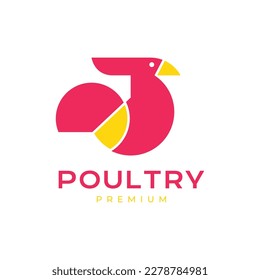 poultry animal rooster chicken modern geometric circle colorful logo design vector