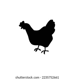 Poultry black silhouette of chicken. Vector