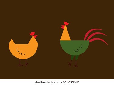 poultry cartoon flat illustration. isolated on brown background