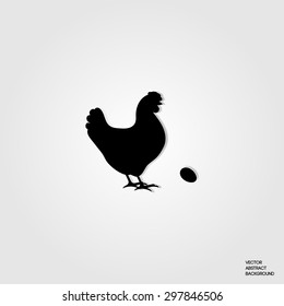 Poultry. The chicken and the egg. Broiler Chicken. Silhouette of chicken