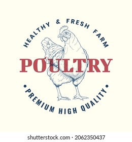 Poultry chicken hen farm vintage retro style logo illustration design
