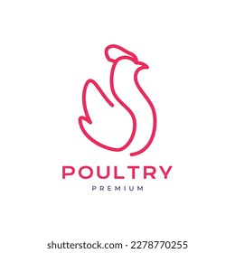 poultry chicken hen meat egg unique modern line art logo design vector
