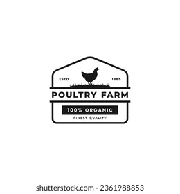 Poultry Farm Label or Chicken Farm Logo Vector. For the purposes of a chicken farm company logo. Suitable for labeling the best quality chicken products.